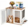 Furniture Style Dog Crate with 360Ã‚Â° Rotating Feeder & 304 Stainless Steel Bowls, Double Locking Indoor Dog Kennel