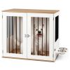 Furniture Style Dog Crate with 360Ã‚Â° Rotating Feeder & 304 Stainless Steel Bowls, Double Locking Indoor Dog Kennel