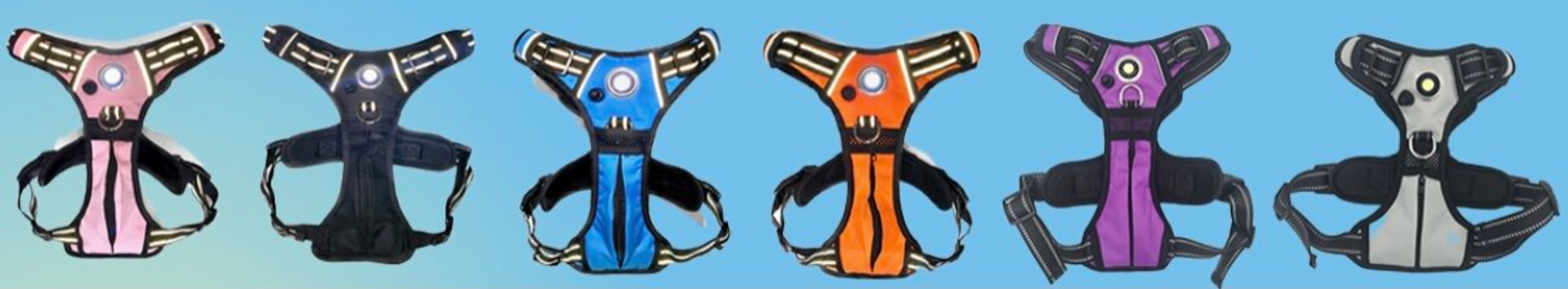 Headlight Harness, Dog Harness with Built In LED Light (Color: Grey, size: large)