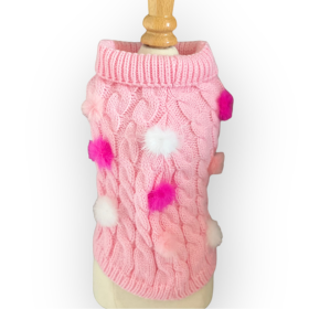 Mink Pom Knit Dog Sweater (size: L)