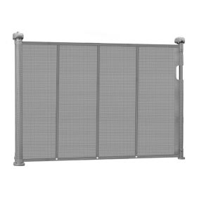 Retractable Baby Gate, 34 inch Tall, Extends up to 55 inch Wide, Retractable Gate for Kids or Pets, Mesh Material, Easy to Install for Indoor Stairs (Color: Gray, Width: 55 inch)