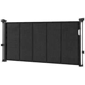 Retractable Baby Gate, 34 inch Tall, Extends up to 55 inch Wide, Retractable Gate for Kids or Pets, Mesh Material, Easy to Install for Indoor Stairs (Color: Black, Width: 55 inch)